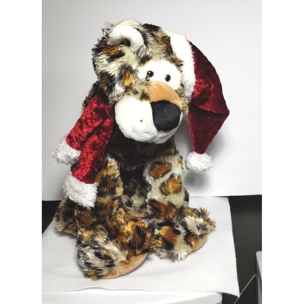 Playful Plush Chrisha Creation Christmas Tiger Plush 1988 14" Stands Up Big Paws